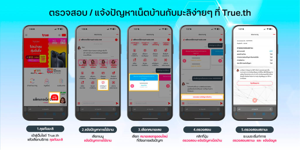 ขั้นตอนการตรวจสอบ-แก้ไขปัญหาเน็ตบ้านกับมะลิง่ายๆ ที่เว็บไซต์ true.th