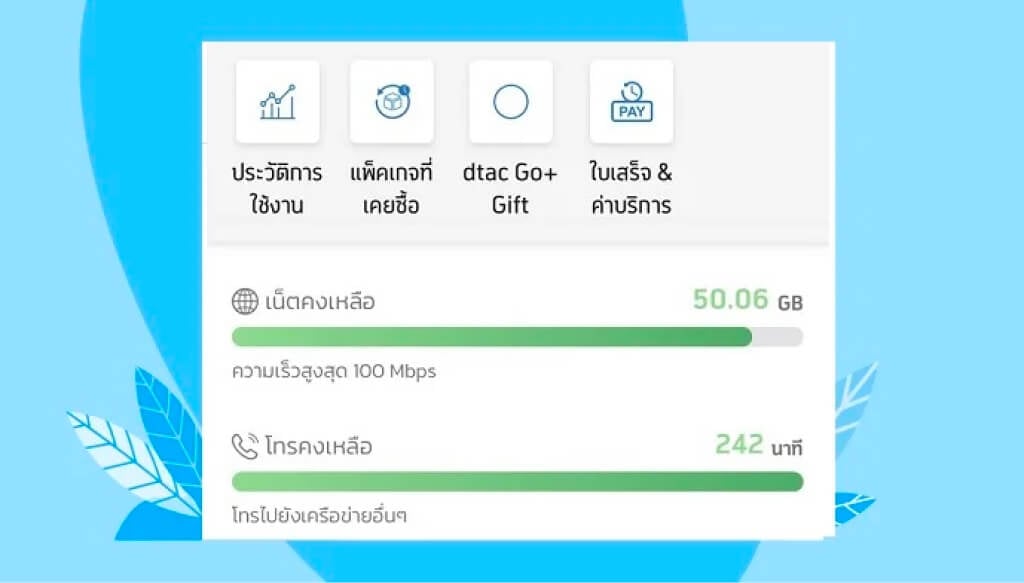 รายละเอียดแพ็กเกจหลักที่ใช้